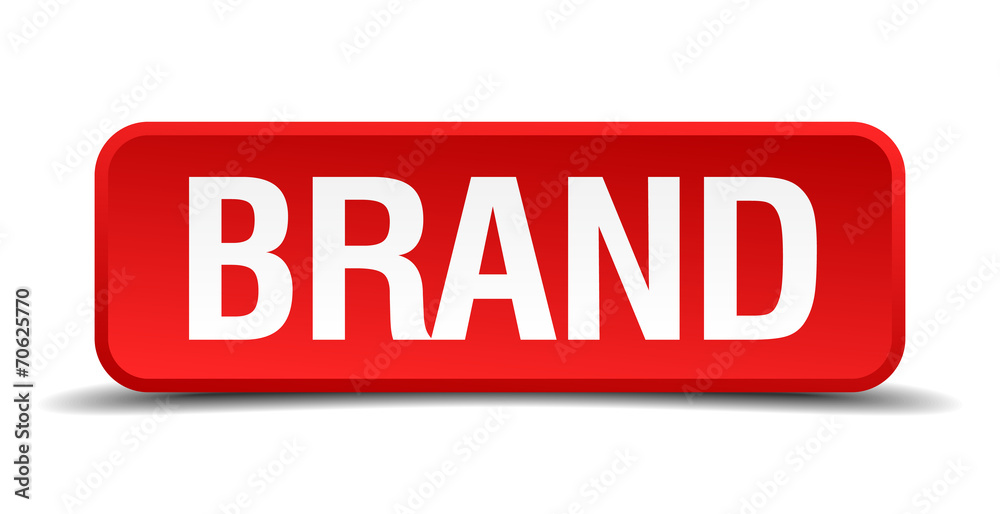 Brand red square button isolated on white background Brand red square button isolated on white background