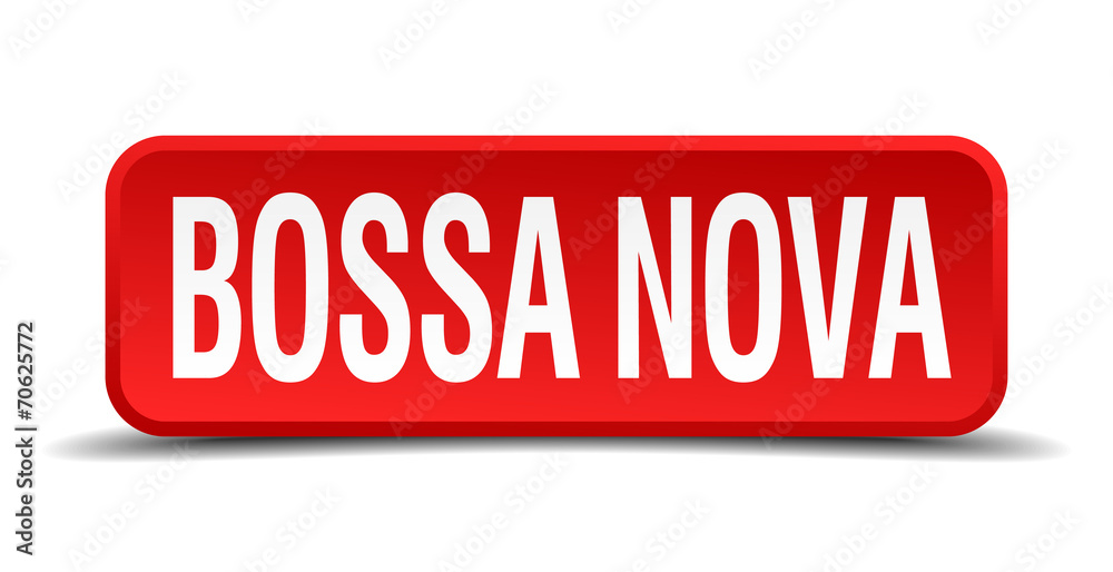 bossa nova red square button isolated on white background bossa nova red square button isolated on white background