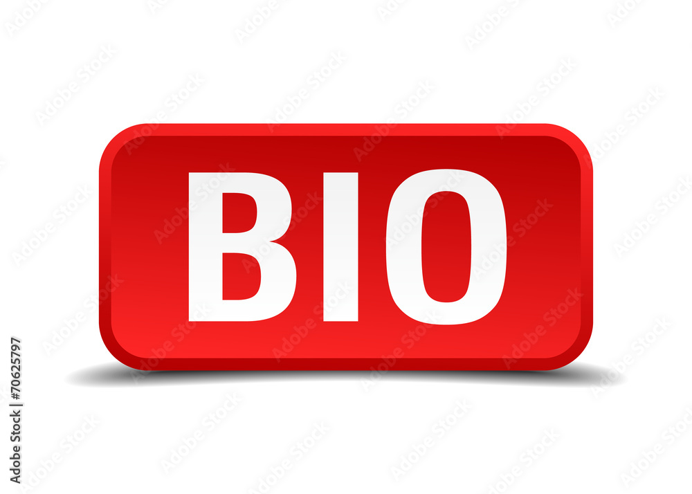 bio red square button isolated on white background bio red square button isolated on white background