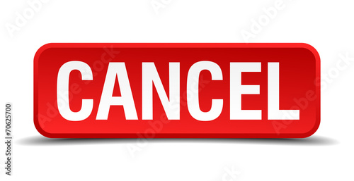 cancel red square button isolated on white background