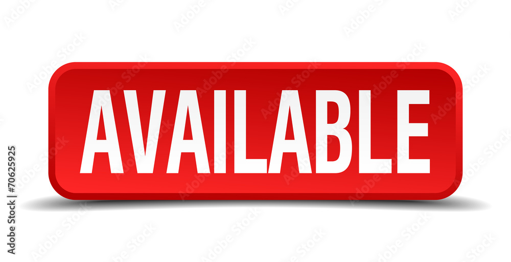 available red square button isolated on white background available red square button isolated on white background