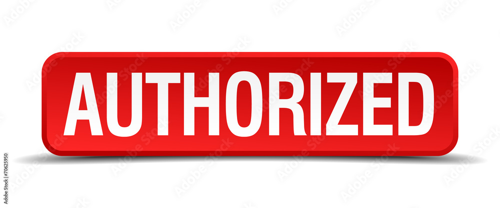 authorized red square button isolated on white background authorized red square button isolated on white background