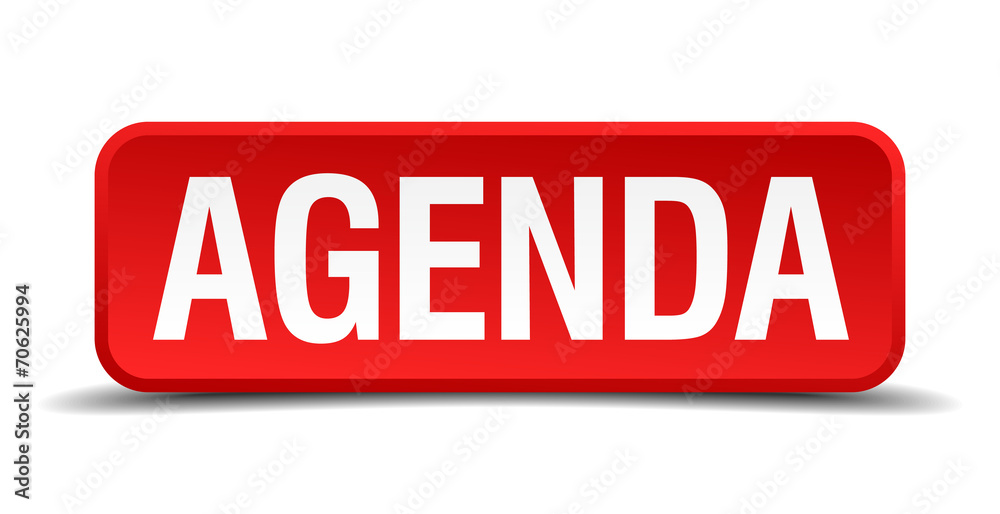 Agenda red square button isolated on white background Agenda red square button isolated on white background
