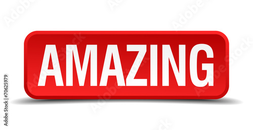 Amazing red square button isolated on white background