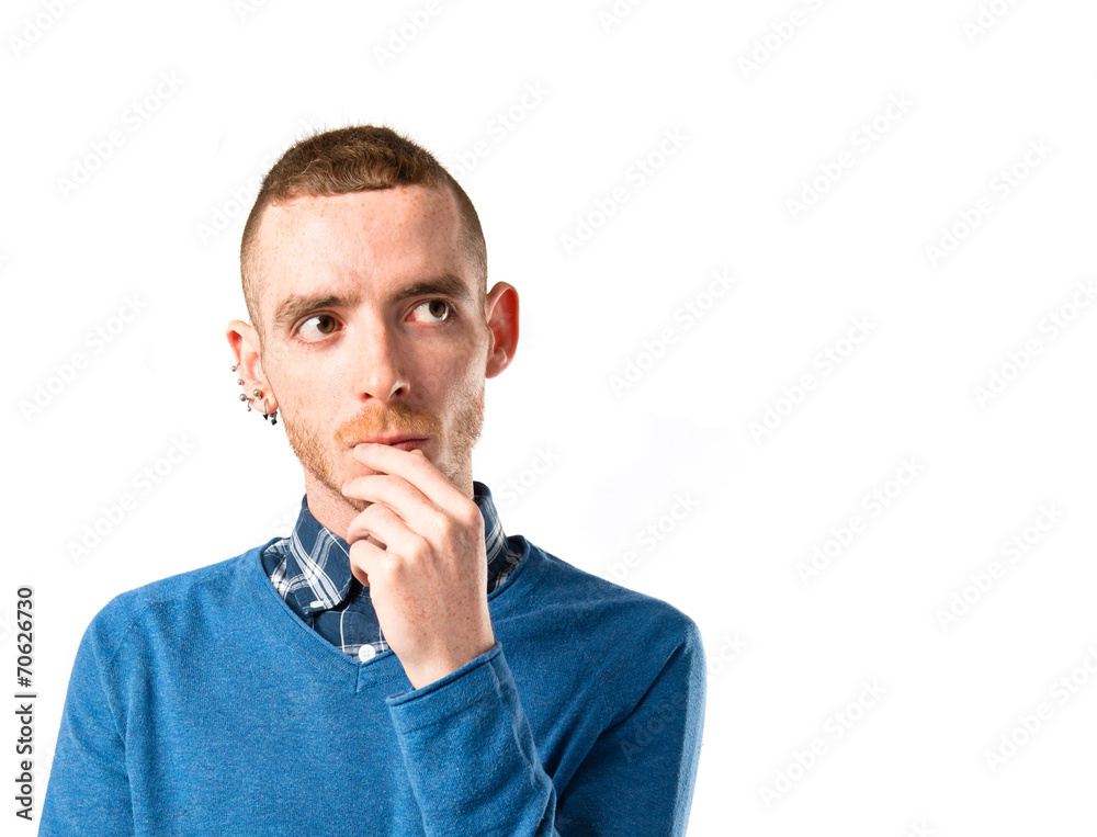 Man thinking over isolated white background Man thinking over isolated white background
