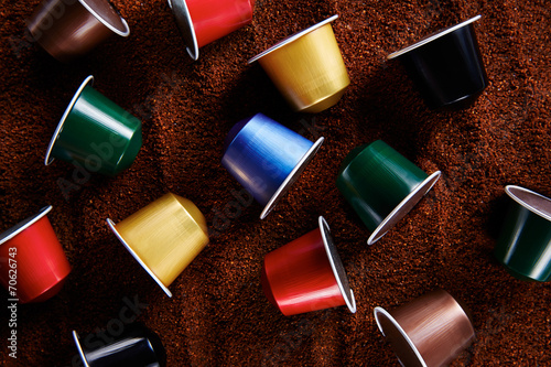 Colorful variety of coffee capsules photo