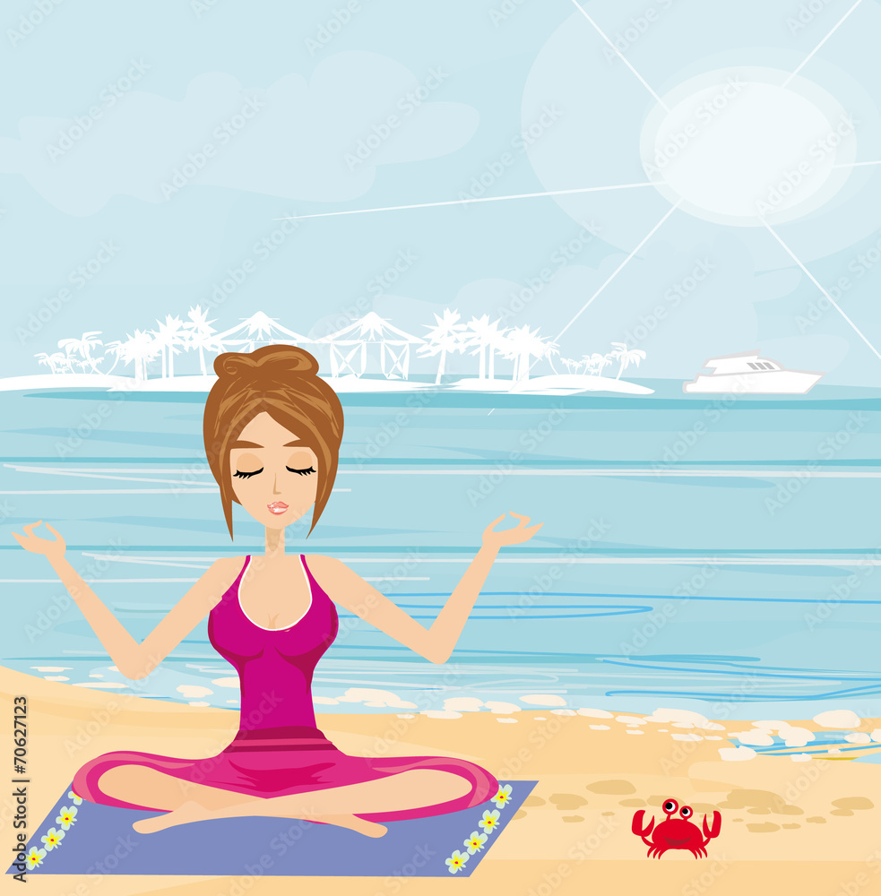 yoga on a tropical beach