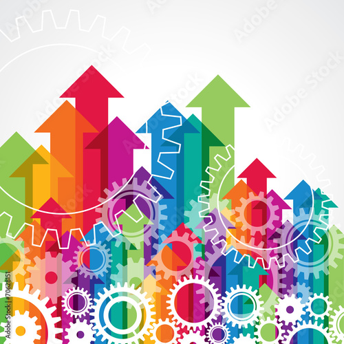 business concept design with gears and arrows