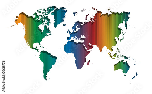 Fototapeta Naklejka Na Ścianę i Meble -  Colourful straight lines background with World map