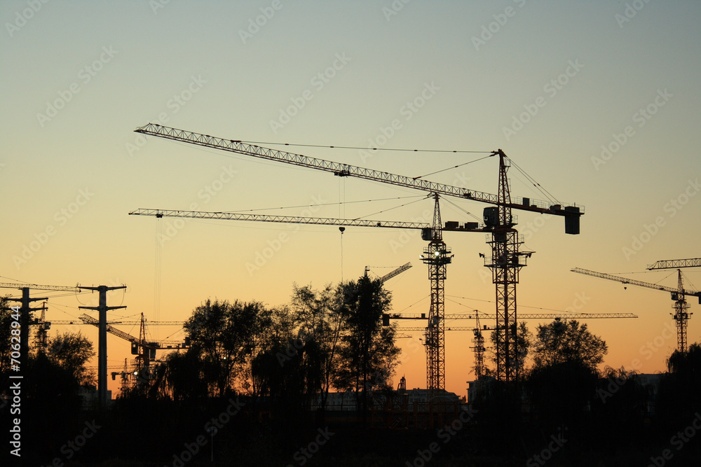 Construction site at dusk