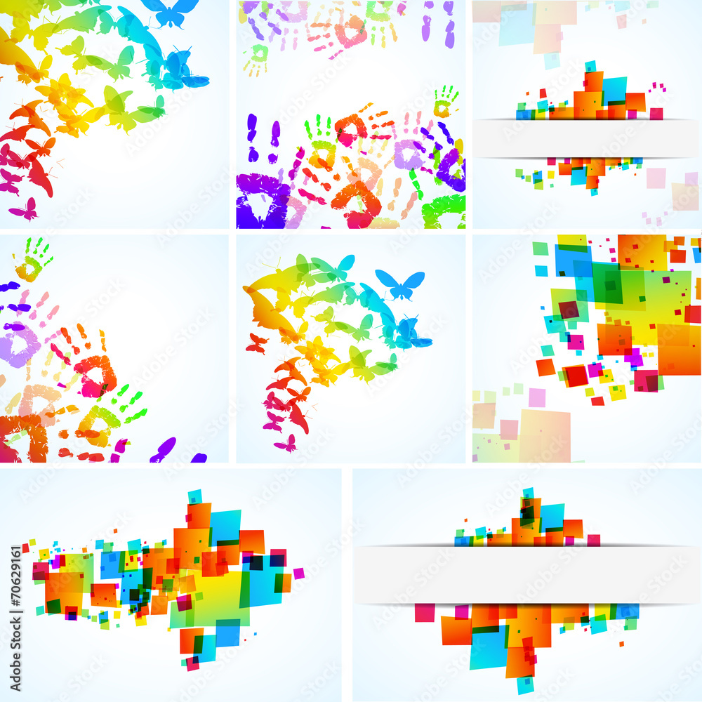 Abstract colour backgrounds set on white - vector illustration