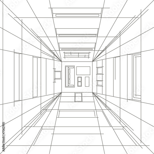 Linear sketch of abstract view of interior