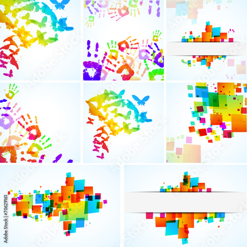 Abstract colour backgrounds set on white - vector illustration © sdmix