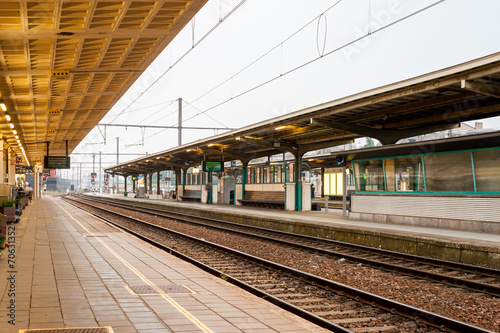 Deserted platform at the train station of Kortrijk