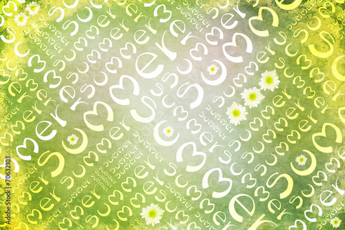 Summer text with daisies and texture background