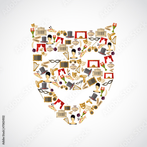 Theatre icons flat