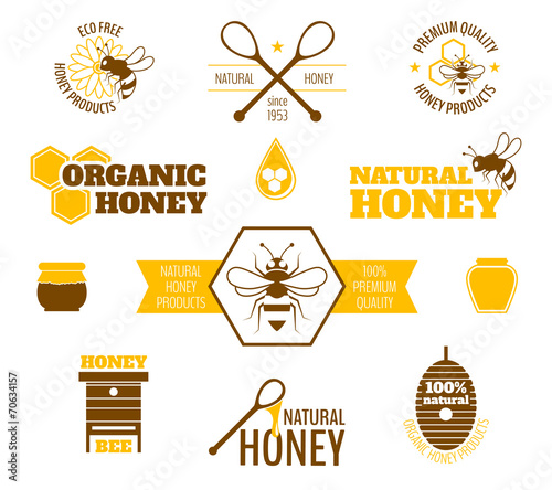 Bee honey label colored