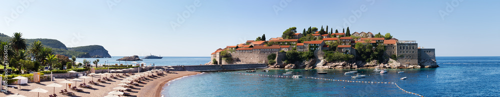 Naklejka premium Famous Sveti stefan island in Montenegro, modern luxury resort.