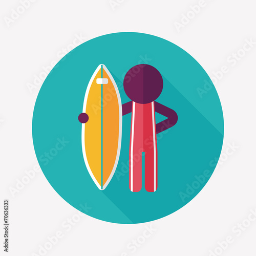 surfing flat icon with long shadow