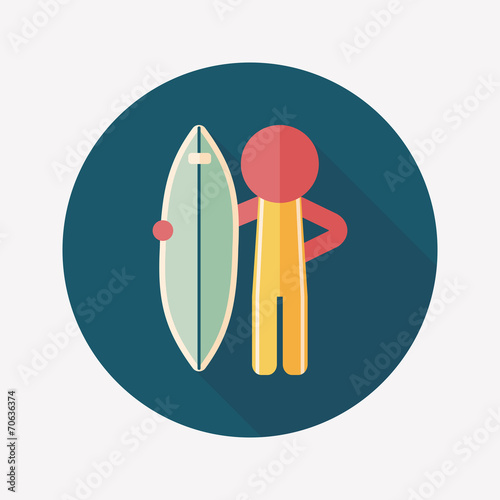 surfing flat icon with long shadow