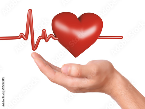 hand holding red heart. healthcare and medicine concept