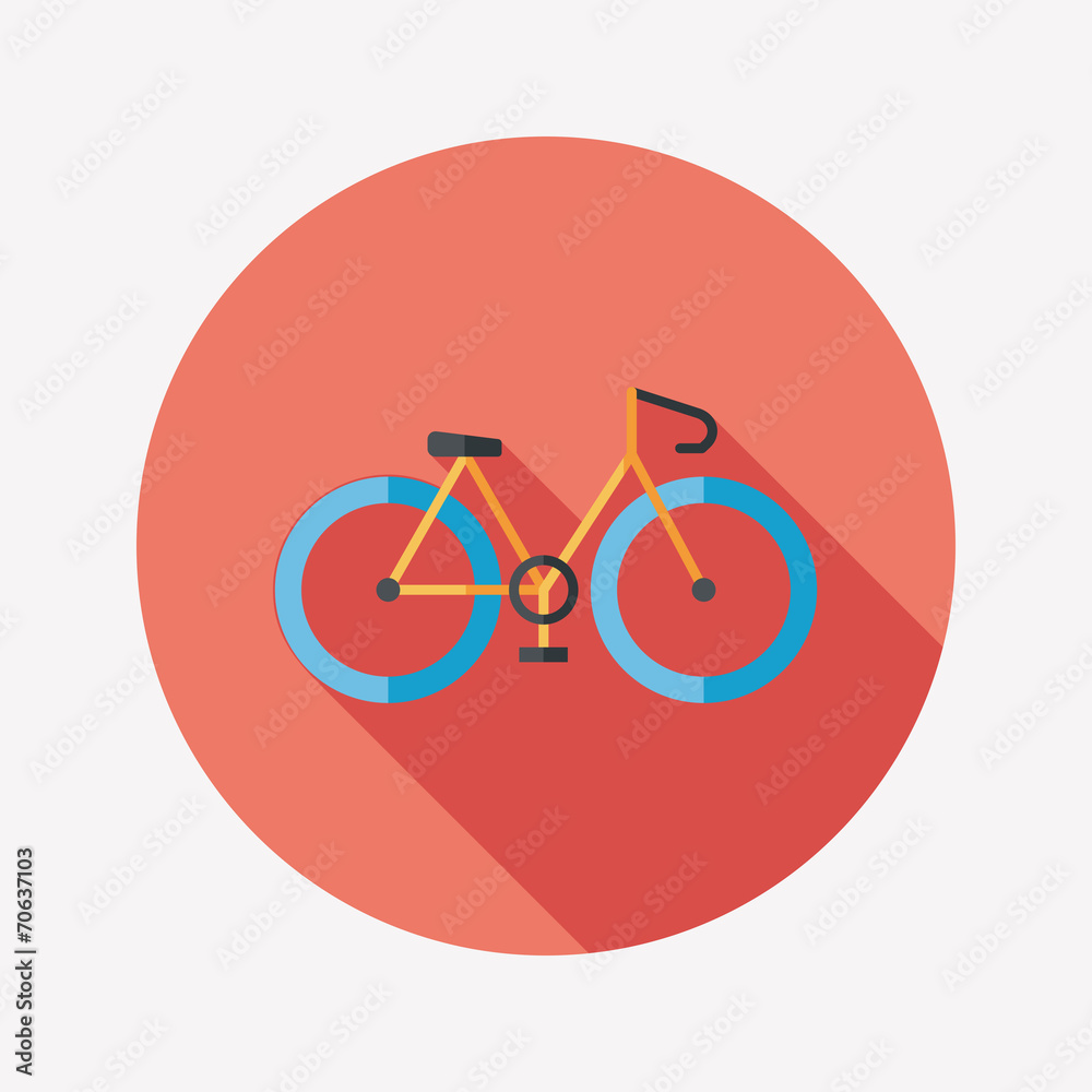 Bicycle flat icon with long shadow Bicycle flat icon with long shadow