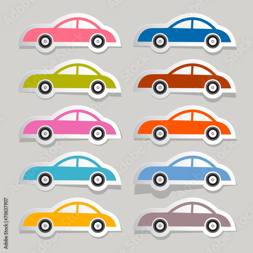 Vector Colorful Paper Cars Set