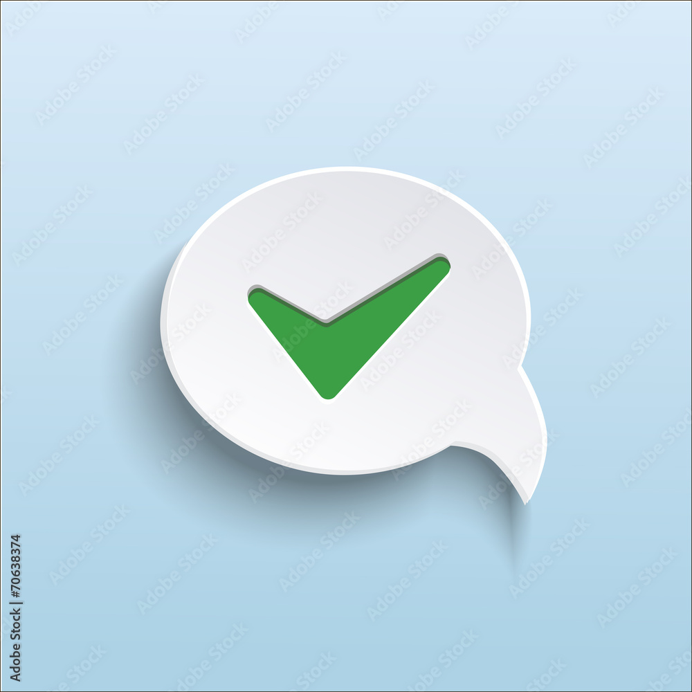 Vector green check mark on speech bubble Vector green check mark on speech bubble