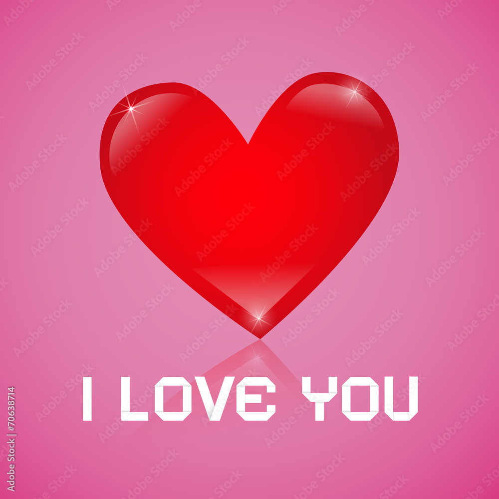 I Love You Vector Red Heart on Pink Background