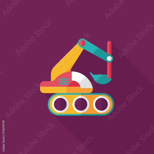 Excavator digger flat icon with long shadow,eps 10