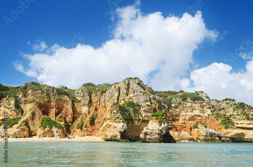 Scenic view of a coastline landscape in Lagos, Algarve, Portugal