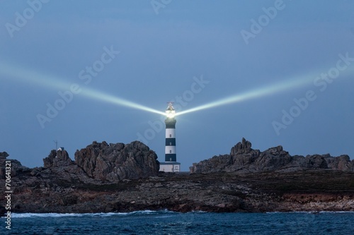 Powerful lighthouse illuminated