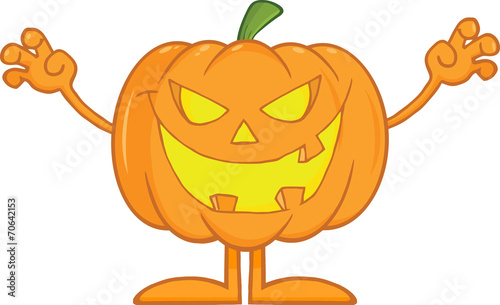 Scaring Halloween Pumpkin Cartoon Mascot Character