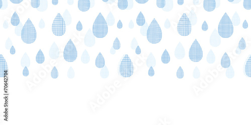 Abstract textile blue rain drops horizontal seamless pattern