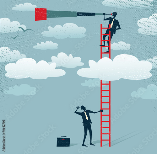 Abstract Businessman gets a better view.
