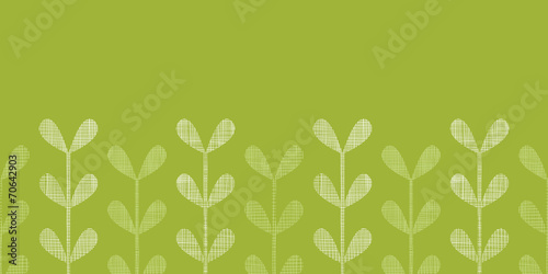 Abstract textile green vines leaves horizontal seamless pattern
