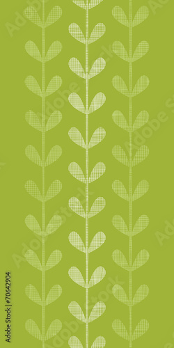 Abstract textile green vines leaves vertical seamless pattern