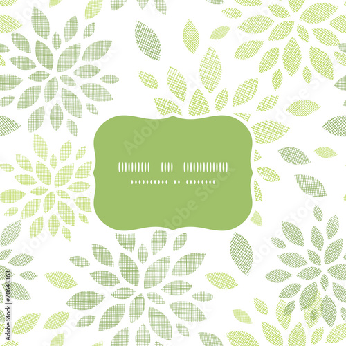 Fabric textured abstract leaves seamless frame pattern