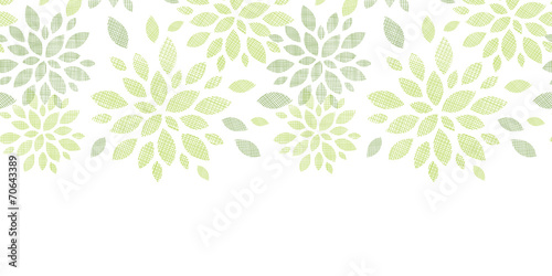 Fabric textured abstract leaves horizontal seamless pattern
