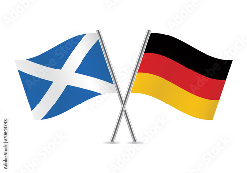 German and Scottish flags. Vector illustration.