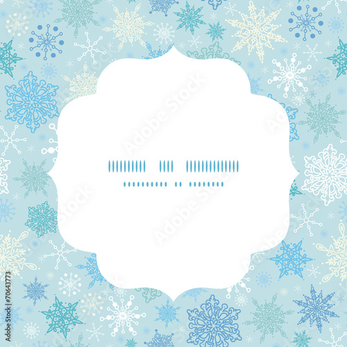 Vector falling snow circle frame seamless pattern background