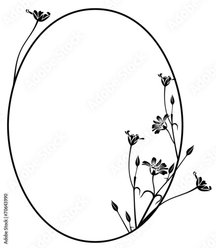 Oval floral outline round frame