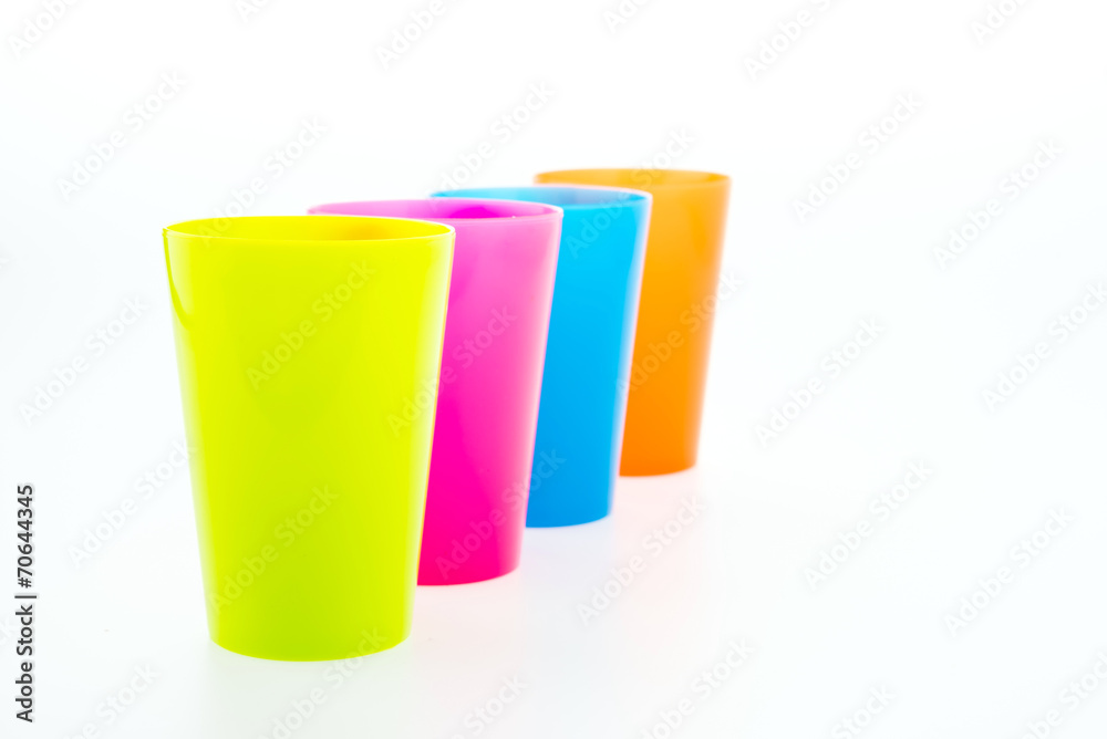 Colorful plastic glass isolated on white background Colorful plastic glass isolated on white background