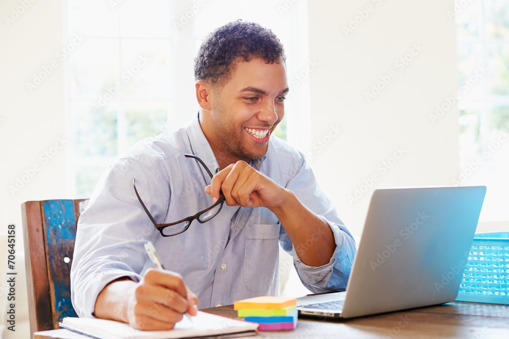 Businessman Working In Office At Home Businessman Working In Office At Home