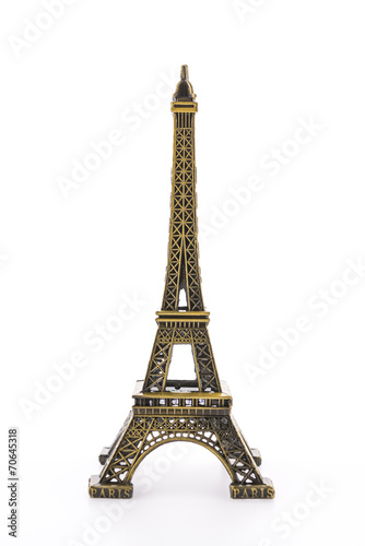 Eiffel Tower toy isolated on white background © siraphol
