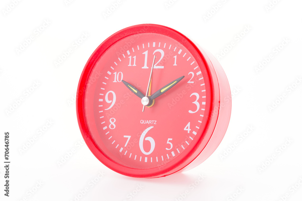 Red clock isolated on white background Red clock isolated on white background