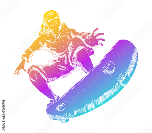 Colorful figure playing skateboard #70646703