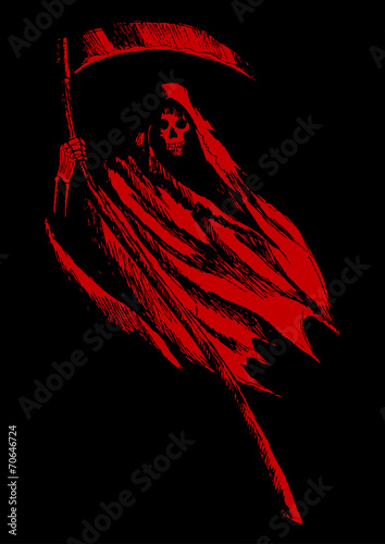 Sketch illustration of grim reaper on black background