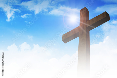 A cross on clouds background