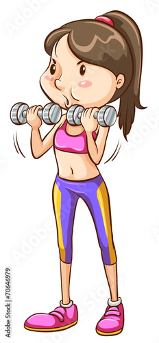 A simple coloured sketch of a girl exercising